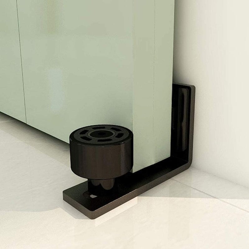 TSMST Sliding Barn Door Floor Guide Adjustable Wall Mount Flush Flat Bottom Door Guides 1Pack Black - Image 1
